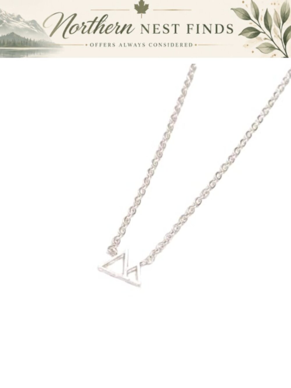 Silver Plated Stainless Steel Mountain Peak Pendant Necklace Handmade